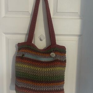 The Sak Striped Crochet Tote in Earth Tones